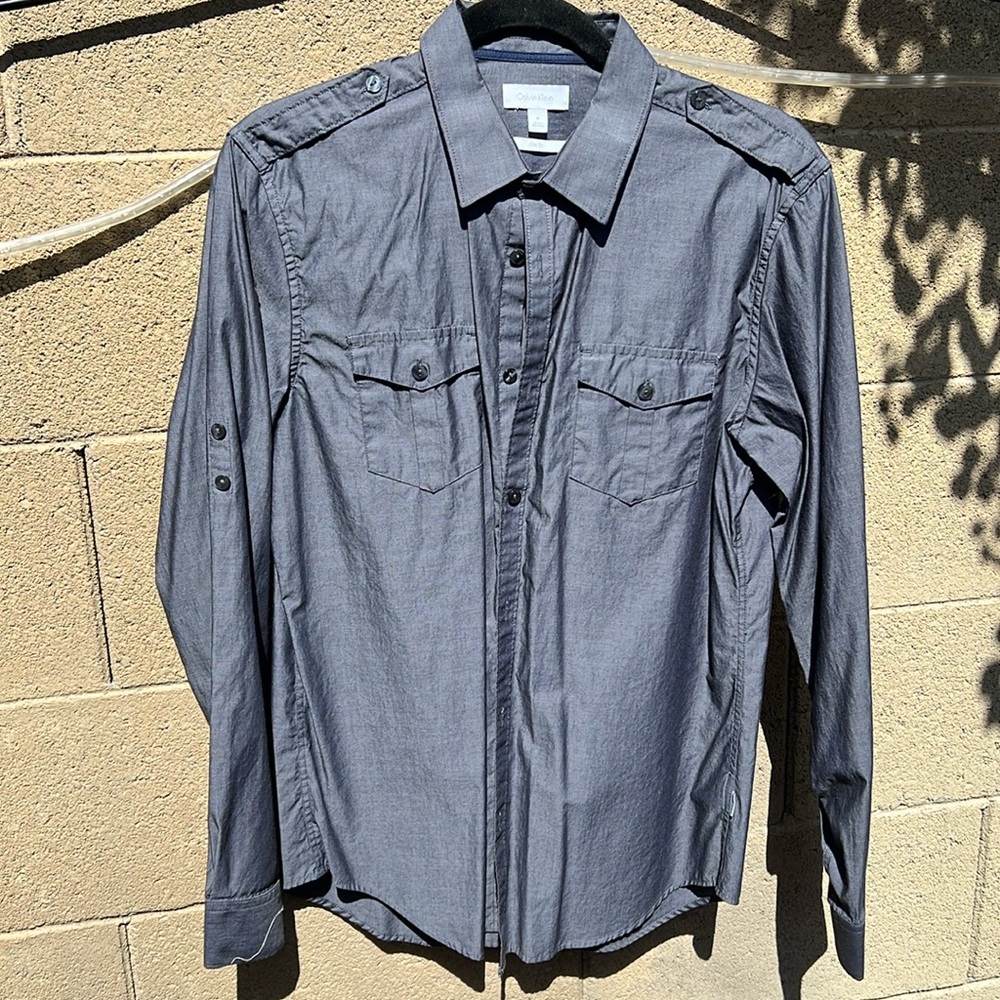 Calvin Klein Charcoal Button-Up Dress Shirt